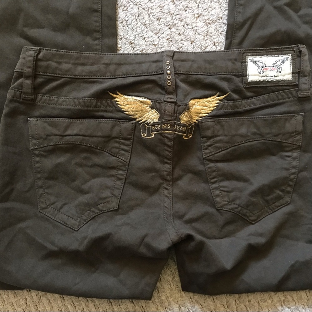 Y2K army green Robin’s Jean